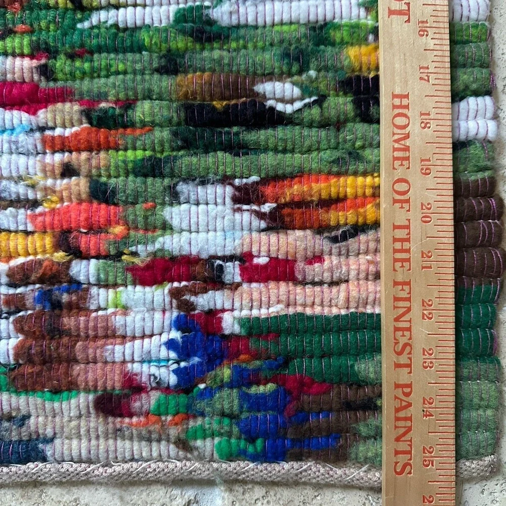 VTG Peruvian Woven Alpaca Wool Folk Art Wall Hanging 17.5x25.5 in Andean Village